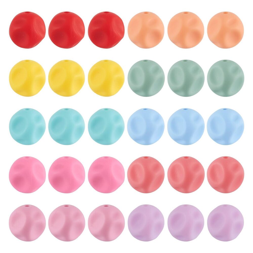 9138 60Pcs 15mm Bumpy Round Silicone Beads Macaron Color Palette Uneven